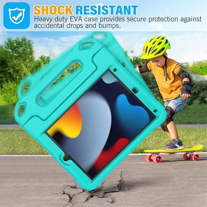 SUPLIK Kids Case for iPad 9th/8th/7th Generation -10.2 inch 2021/2020/2019 Built with Screen Protector Durable Shockproof Handle Stand Case for Apple iPad Gen 9/8/7 Black