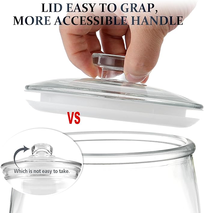 Folinstall Wide Mouth Apothecary Jar with Lid, 0.5 Gallon Glass Jar for Kitchen Storage and Laundry Room Organization, 72 oz Clear Glass Container for Cookie, Candy, Sugar, Flour, Nuts