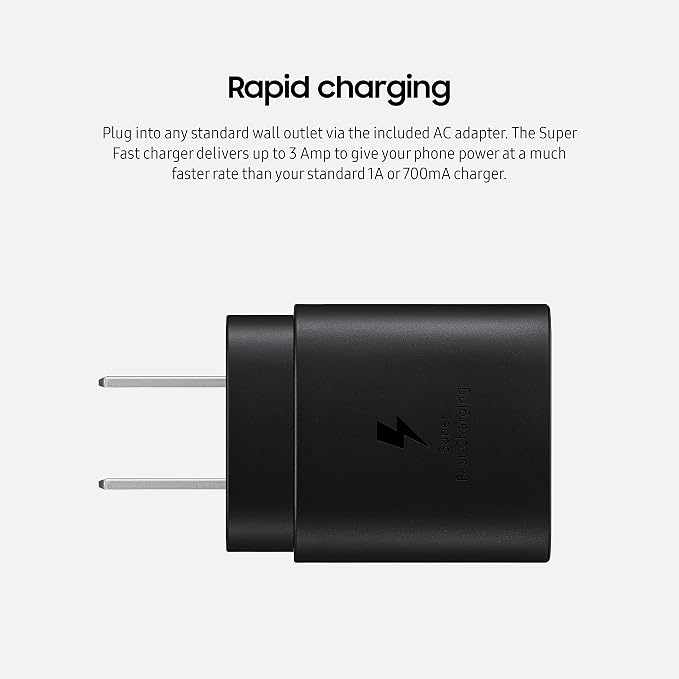 SAMSUNG 25W USB-C Super Fast Charging Wall Charger - Black (US Version with Warranty) (Pack of 4)