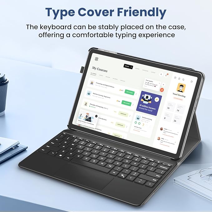 MoKo Case for Microsoft Surface Pro 12 Inch 1st Edition 2025 Gray | Lightweight Protective Business Cover Multi-Angle Stand Pocket Stylus Holder Compatible with Type Cover Keyboard