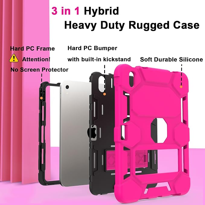 Case for iPad 11 11th Gen (A16) 2025 &amp 10th Gen 2022 10.9 Purple+Green | Kickstand | With Pencil Holder | Drop-Proof Silicone+Hard Shell | Raised Edge Protects Screen&ampCamera | Heavy Duty Pr