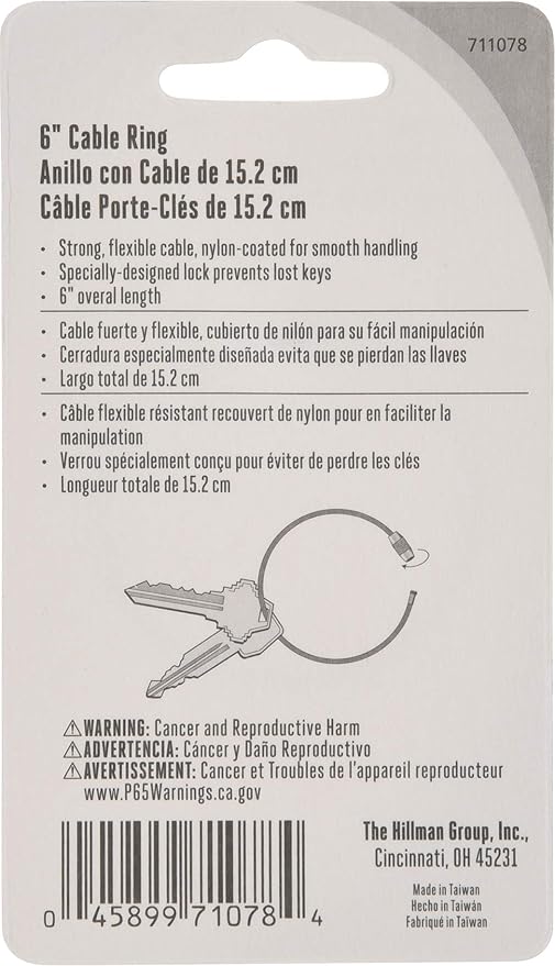 Hillman Cable Ring 6" with Lock, Steel, 1 Pack