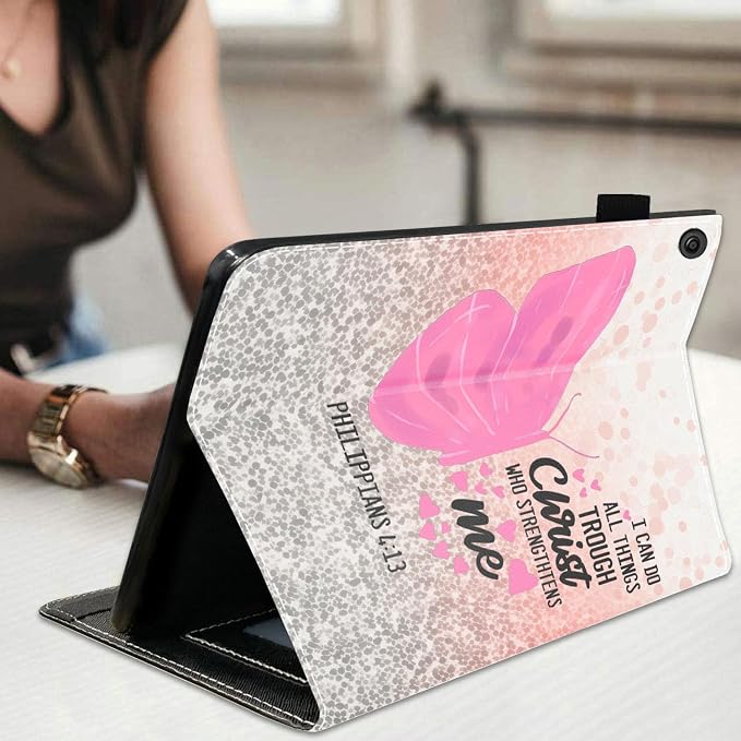 Case for Amazon Kindle Fire HD 10 Tablet 10.1 (9th/7th Generation 2019/2017 Release) Slim Folding Stand Folio Cover with Card Slot &amp Auto Wake/Sleep - African American Girl