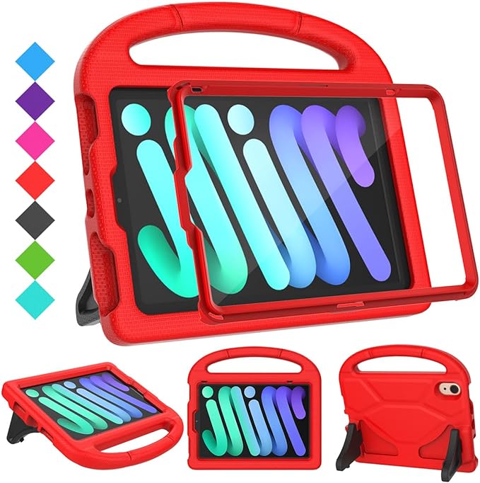 SUPLIK Kids Case for iPad mini 7 (A17 Pro) 2024 &amp iPad mini 6 2021 8.3-inch iPad mini 6th/7th Generation Case with Screen Protector Durable Shockproof Kids Cover with Handle Stand Black