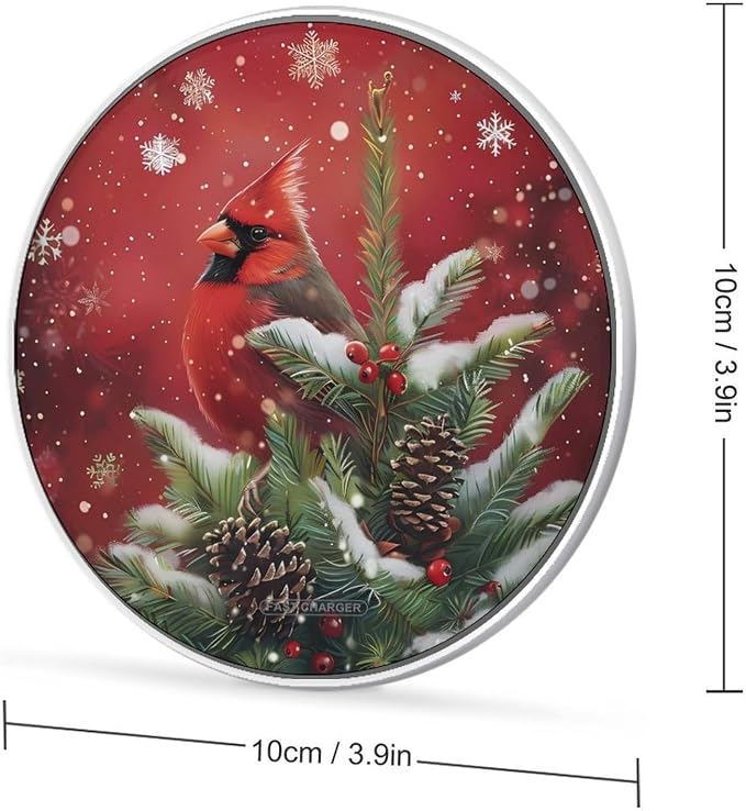 Red Birds Cardinal Wireless Charger Portable Charging Pad | LightweightAll Smartphone