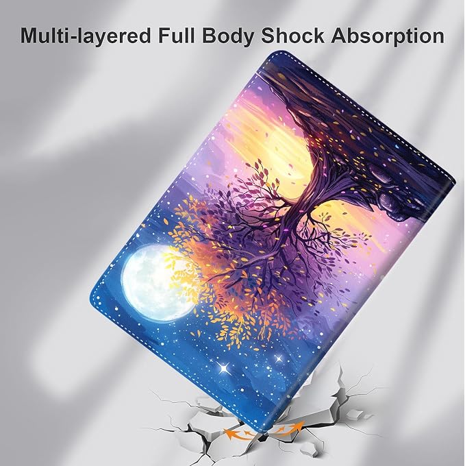 Case for iPad (A16) 11th Generation 11 Inch (2025) iPad 10th Generation 10.9 Inch (2022)，Slim Fit Foldable Standing Cover Case with Auto Sleep/Wake ，Red Moon Japanese Landscape