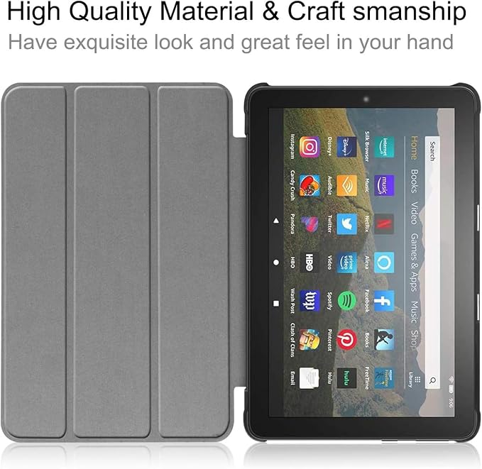Case for Amazon Fire HD 10 Tablet (7th and 9th Generation 2017 and 2019 Release) Lightweight PU Leather Stand Cover with Auto Wake/Sleep Book and Flowers