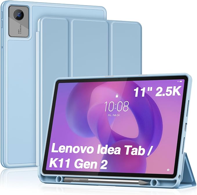 ProCase Full-Edge Case for Lenovo Idea Tab 11 2025 &amp Tab K11 Gen 2 | Slim Trifold Stand Cover with Shockproof TPU Back Pencil Holder &amp Full Protection - Black