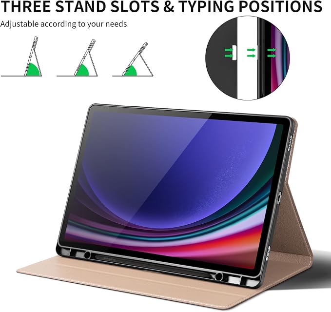 Case for Samsung Galaxy Tab S10 Lite/S10 FE/S9 FE/S9 10.9/11 | Microfiber Leather Protective Cover with S Pen HolderSmart Folio Auto Sleep/WakeAdjustable StandShockproofSlimBlack