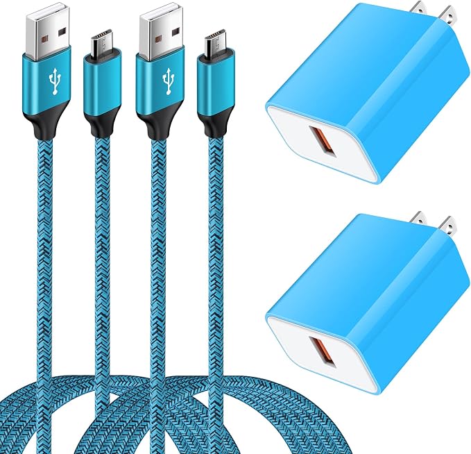 Android Phone Fast ChargerQuick3.0 USB Fast Wall Charger Plug Micro USB Cable 6FT Compatible for Samsung Galaxy J3 J5 J7 J8 S7 S6 A10 A02 A6 A01 LG Stylo 2 3 Plus Moto G/X/E E4 E5 E6s E7 G5 Plus