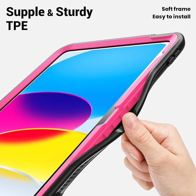 Case for iPad (A16) 11th Generation 11 inch 2025 Lightweight Rugged Dual-Material Design 360° Rotating Adjustable Leather Hand Strap Foldable Kickstand Durable with Full ProtectionBlue