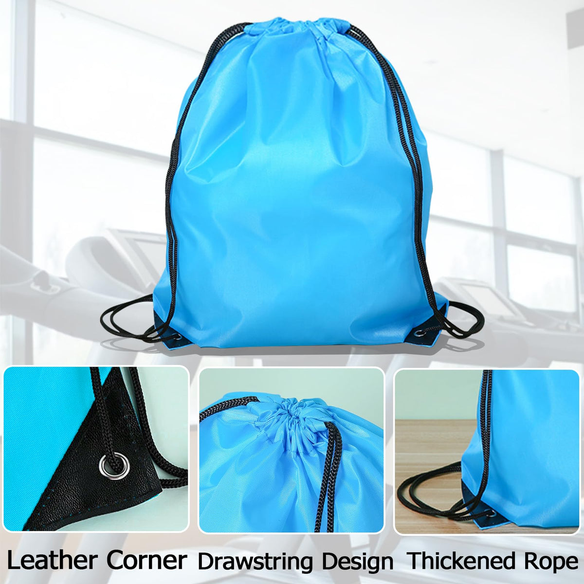 INVODA Drawstring Backpack 4PCS Bulk String Backpack Drawstring Bags Sport Gym Cinch Bag Sackpack for Women Men (Blue)