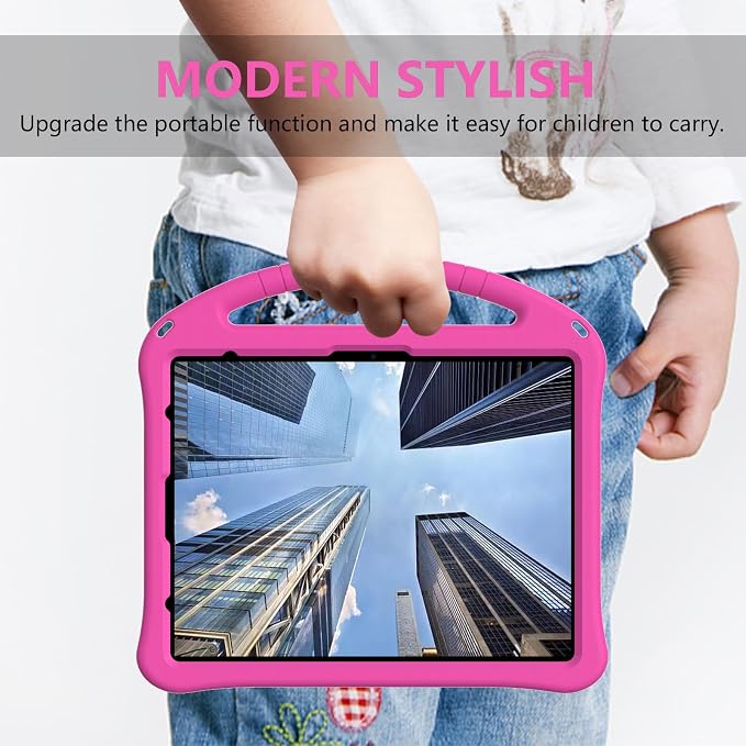 Kids Case for iPad Air 13 (2026/2025/2024) M4/M3/M2 &amp iPad Pro 13 2024 &amp iPad Pro 12.9 Cover 6th/5th/4th/3rd Gen (2022/2021/2020/2018) DIY Figures EVA Rubber Handle Stand Shockproof Bumper