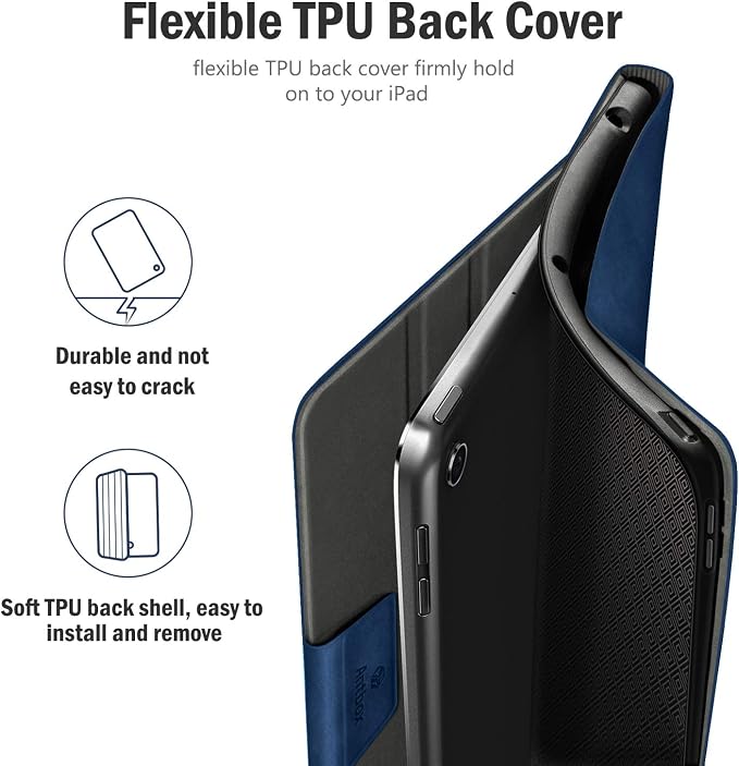 Antbox Case for iPad 9th Generation/iPad 8th/7th Generation 10.2'' Black | Built-in Pencil Holder Vegan Leather Auto Sleep/Wake