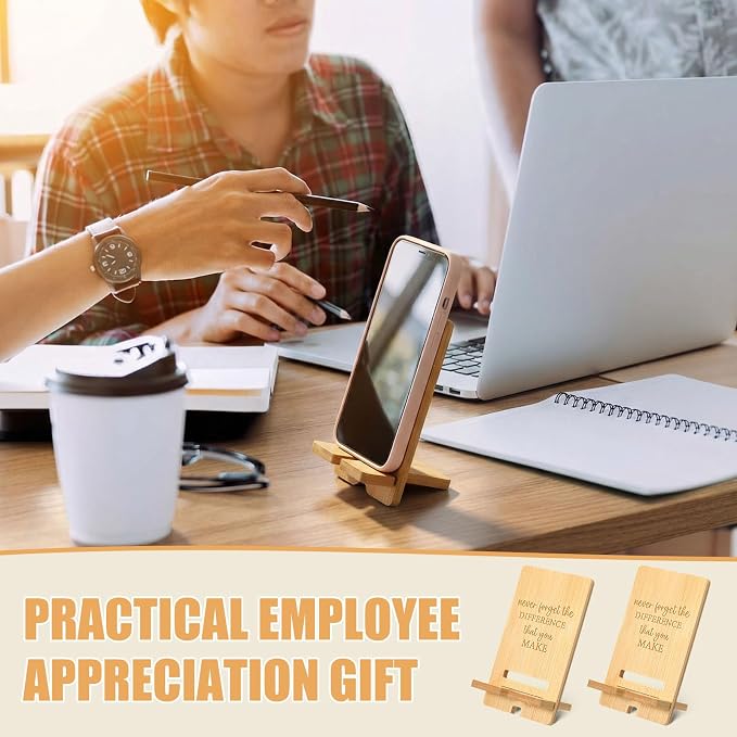 Ripeng 30 Pcs Employee Appreciation Gifts Bulk Bamboo Phone Stand for Desk Office Workers Inspiration Thank You Gift for Team Coworkers Staff Volunteer Nurse Teacher Colleagues Gratitude (Inspiration)