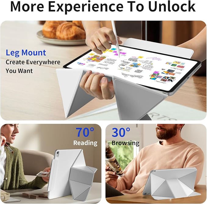 Magnetic Case for iPad Air 11 M4/M3/M2 iPad Air 5th/4th Gen 10.9 | Slim Detachable Magnetic Stand Case with 20+ Viewing Angles Hidden Pencil Holder Auto Wake/Sleep Black