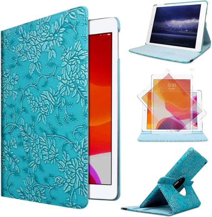 Case for ipad pro 12.9 inch 2nd &amp 1st Generation Old Model 2017/2015 MP6G2LL/A MQDA2LL/A MPLL2LL/A ML0F2LL/A ML3K2LL/A ML0N2LL/A ML0R2LL/A with Rotating Stand Auto Sleep/Wake (Blue)