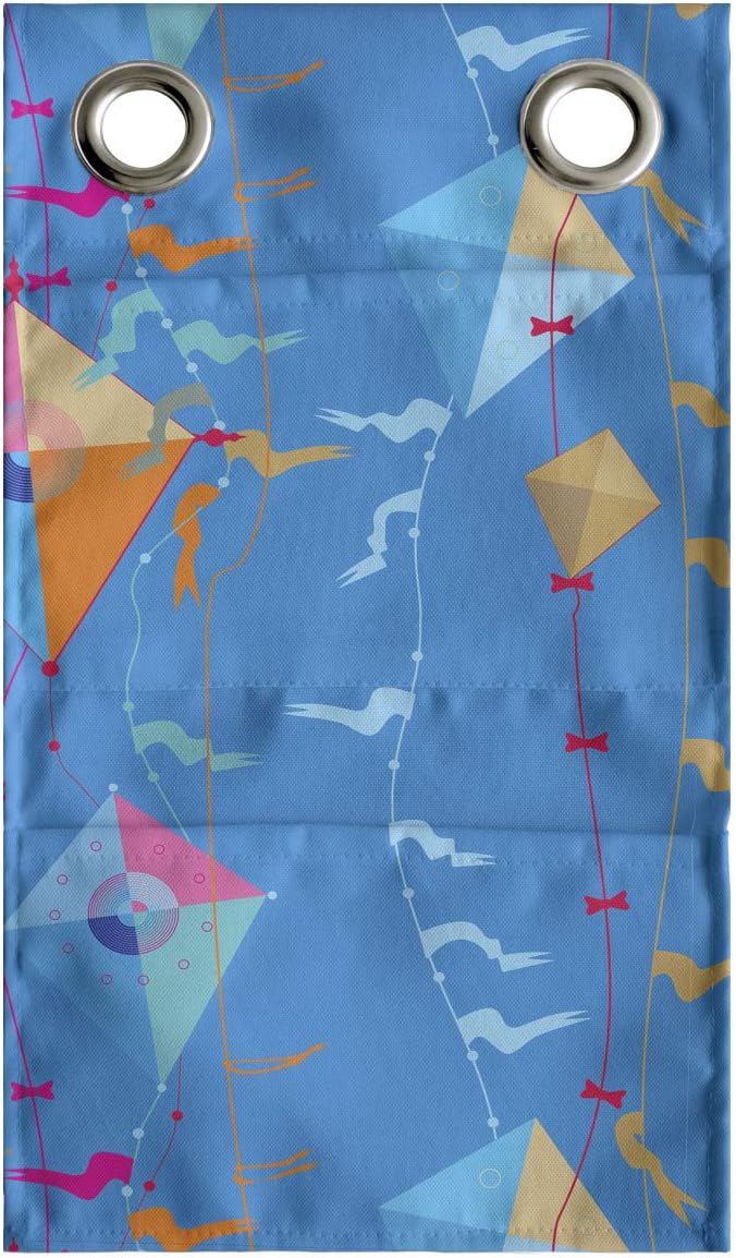 Ambesonne Kites Hanging Pocket Organizer, Vibrant Flying Kite on Cables with Flags Happy Joyful Summer Activity Illustration, Printed Polyester Storage Bag with Pockets, 9" x 16", Multicolor