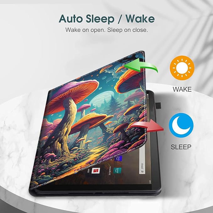 Case for All-New Amazon Fire HD 10 and 10 Plus Tablet (13th/11th Generation 2023/2021 Release) 10.1 Multi-Angle Smart Stand Cover Auto Sleep/Wake Skull and Fire