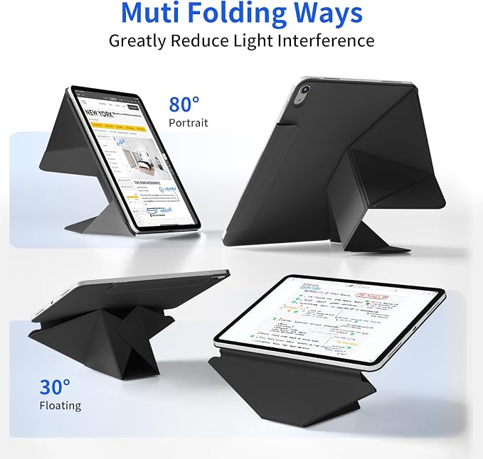 Magnetic Case for iPad Air 11 M4/M3/M2 iPad Air 5th/4th Gen 10.9 | Slim Detachable Magnetic Stand Case with 20+ Viewing Angles Hidden Pencil Holder Auto Wake/Sleep Black
