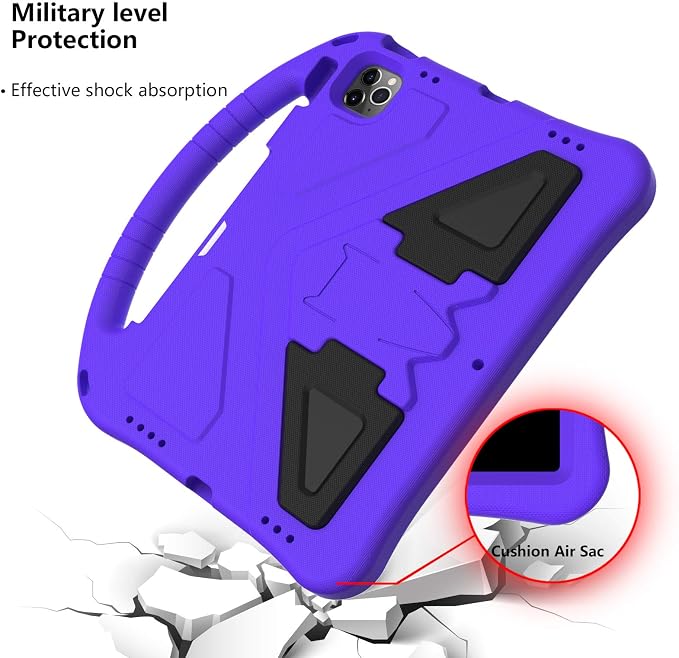 Dteck Kids Case for iPad 10.2 - Shockproof Rugged EVA Handle Stand Child Proof Case for iPad 9/8/7 Generation Black