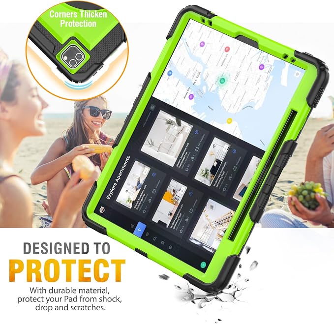 HXCASEAC Case for iPad Pro 12.9 Case (6th 5th 4th 3rd Generation) Shockproof Design | Pencil Holder | Hand Strap | Screen Protector | Heavy Duty Protective iPad 12.9 inch 2022/2021/2020/2018 - Black