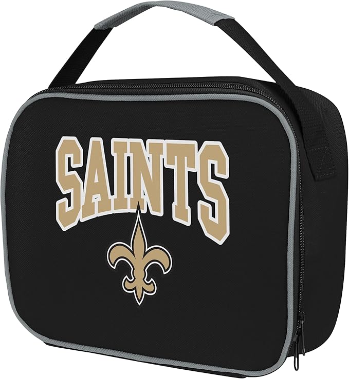 FOCO NFL Unisex-Adult Officially Licensed Wordmark Team Color Big Logo Football Zip Closure 7L Lunch Bag - New Orleans Saints