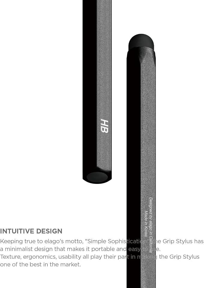elago Premium Aluminum Hexa Stylus Pens for All Touch Screen Tablets | Soft Touch Pen-Point Precise Touch and Control Extra Rubber Tip Included Ergonomic Grip Comfortable Grip (Black)