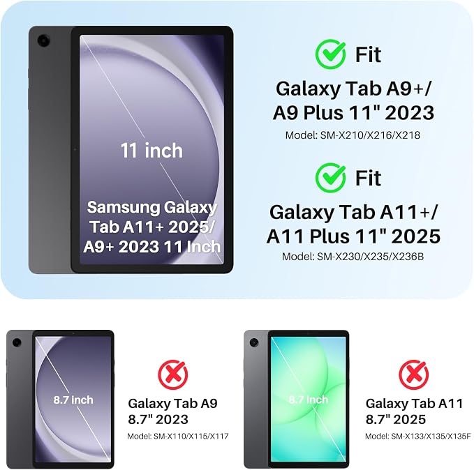 Kids Case for Samsung Galaxy Tab A11+/A9+ Plus 11 Inch 2025/2023 Tablet | Foldable handle highly durable odorless and easy to install suitable for children's learning and play.