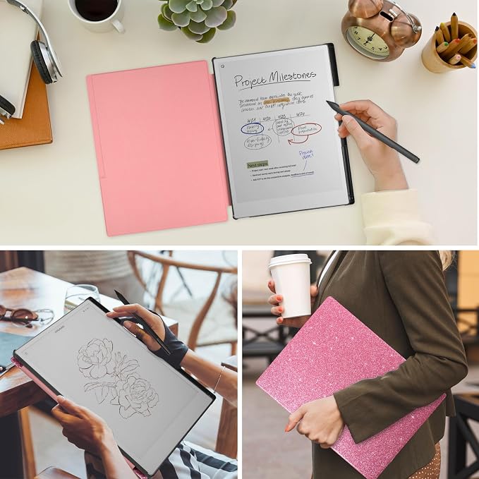Caweet Case for Remarkable Paper Pro 11.8 2024 Slim Hard Back Shell Protective Book Folio Cover with Built-in Pen Holder and Auto Wake/Sleep Black