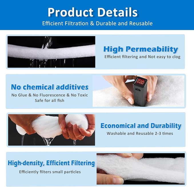 2" Thick Koi Pond Filter Pad, Pond Filter Media, Pond Filter Material White