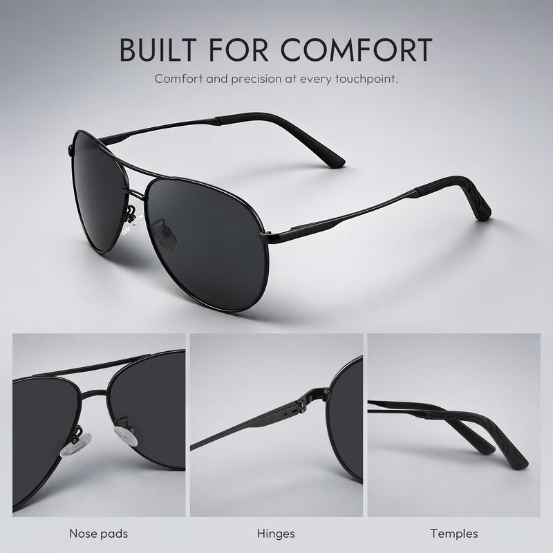 Eiuizah Polarized Aviator Sunglasses for Men and Women, Driving Sun Glasses with UV Protection for Fishing Golf