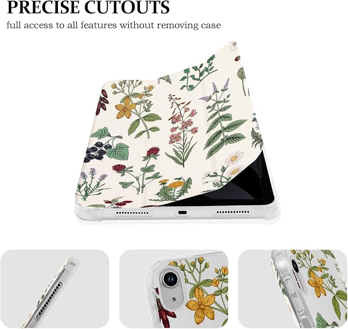 Lovmooful for iPad 9/8/7 Gen Case with Pencil Holder Cute-Bear Flower | Fit for iPad 9/8/7 (10.2-Inch2021/2020/2019 Model9th/8th/7th Generation)Soft TPUTrifold StandProtectiveGirly