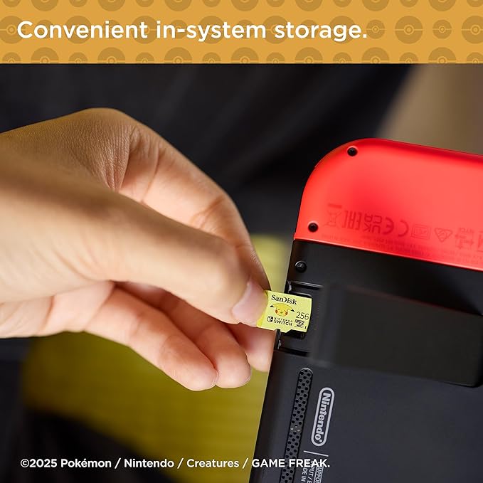 SanDisk 256GB microSDXC Card Licensed for Nintendo Switch, Pokémon Edition, Pikachu, Made for Nintendo-Switch, OLED, and Lite - SDSQXAO-256G-GN6Z