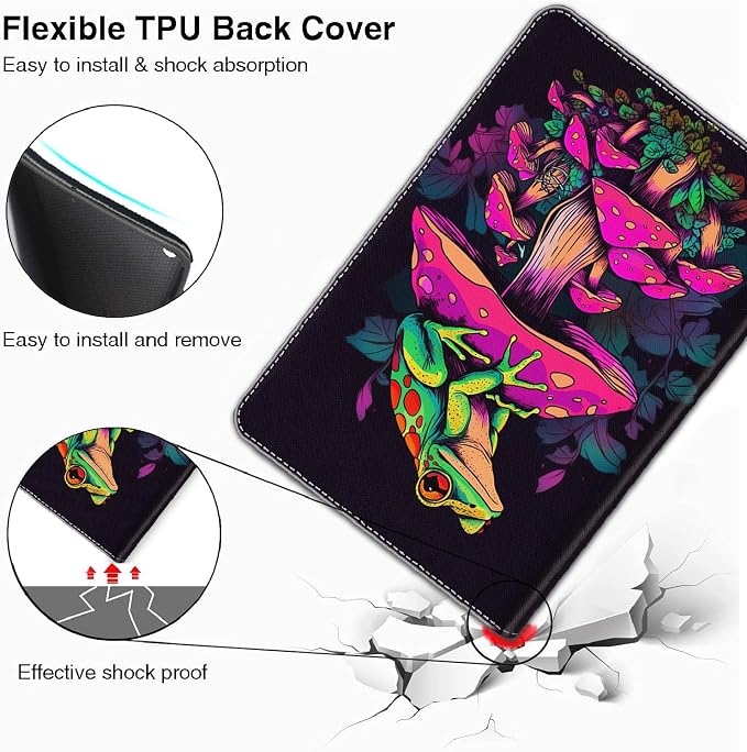Case for iPad A16 11th Gen 11 Inch (2025) 10th Gen 10.9 Inch (2022) Model A3354 A3355 A3356 A2696 A2757 A2777 ，Slim Fit Standing Cover with Auto Sleep/Wake，Frog Playing Guitar