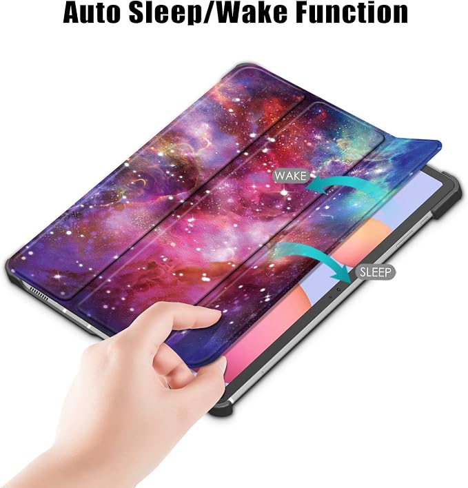 Case for Samsung Galaxy Tab S8 Plus 12.4 2022/S7 FE 2021/S7 Plus 2020 (SM-X800/X806/T730/T733/T736/T738/T970/T975/T976) Lightweight Tri-Fold Stand Thin Cover Auto Wake/Sleep Almond Blossom