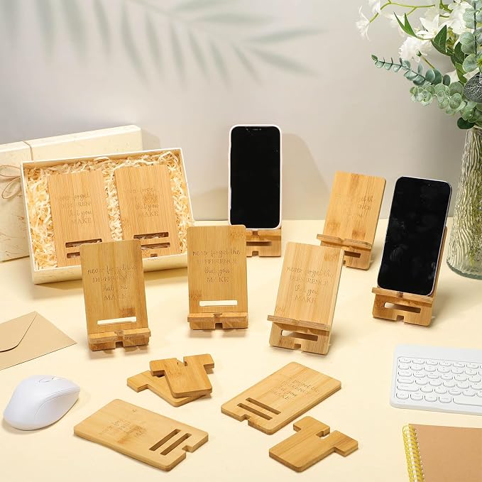 Ripeng 30 Pcs Employee Appreciation Gifts Bulk Bamboo Phone Stand for Desk Office Workers Inspiration Thank You Gift for Team Coworkers Staff Volunteer Nurse Teacher Colleagues Gratitude (Inspiration)