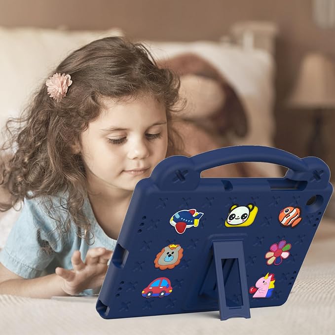 YRH Case for Galaxy Tab A9 Plus/Tab A11 Plus 11'' EVA Shockproof Cover for Samsung A9+ Plus / A11+ Plus Tablet Case with Stand Handle Figures Dark Blue