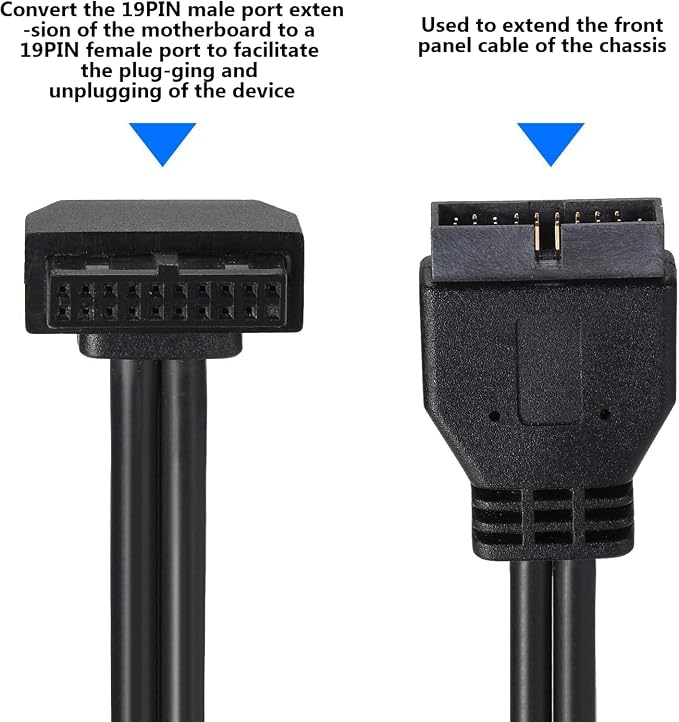 SATA USB Extension Cable USB 3.0 Motherboard Front 19 Pin Male to Female Extension Cable High Speed Connection (The Interface Faces Outward)