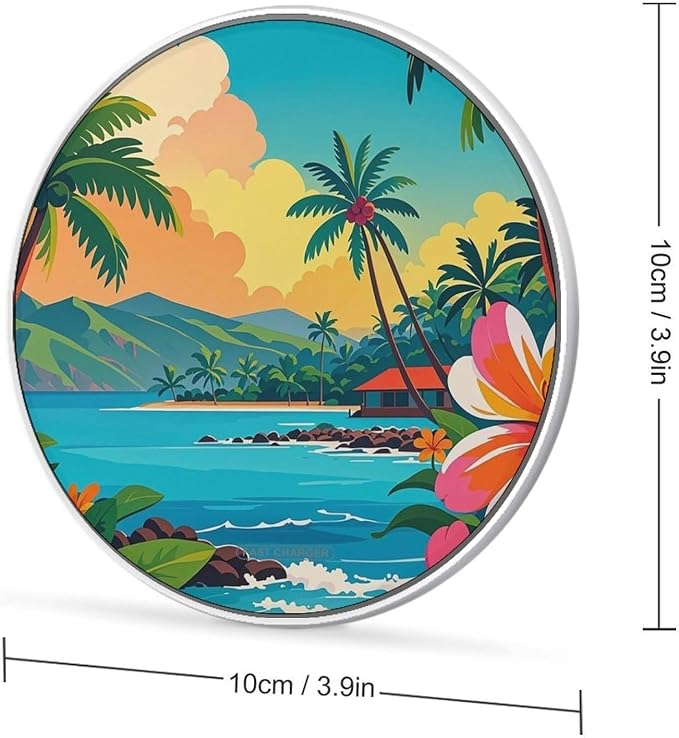 Hello Hawaii Wireless Charger Portable Fast Charging Pad Lightweight Wireless Charging Pad 10W Slim Charging Station for Phone Charger Mat for Travel Home Office Desk