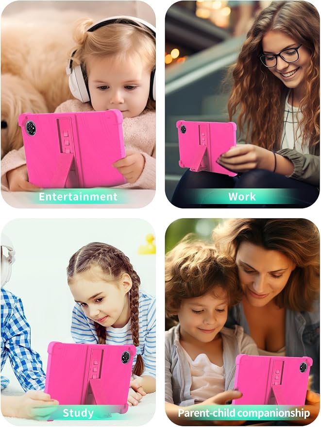 Case for Raemond K80 Tablet 10 Inch Android 15WUNIAK Hollow Back DesignHeat Dissipation Shockproof Lightweight Adjustable Kickstand Silicone Shell&ampKids Friendly Soft CaseBlack