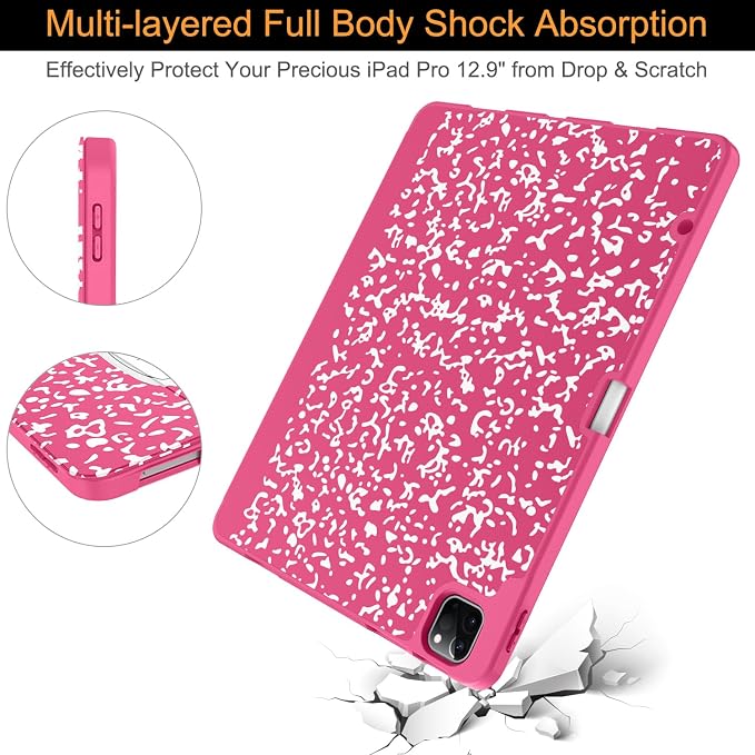 Soke Case for iPad Air 13 Inch (M4/M3/M22026-2024) iPad Pro 12.9 6th/5th Generation with Pencil Holder(2021 2022 Release)-[Apple Pencil Charging + Auto Wake/Sleep] Soft Back Cover Book Black
