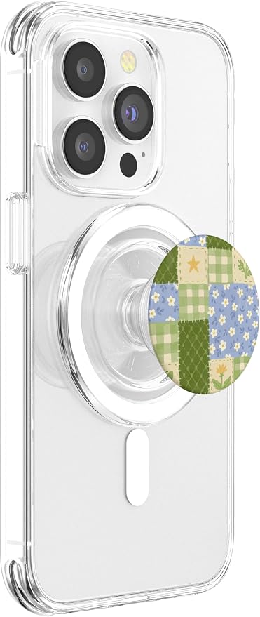 Green Blue Patchwork Floral Pattern PopSockets Adhesive PopGrip