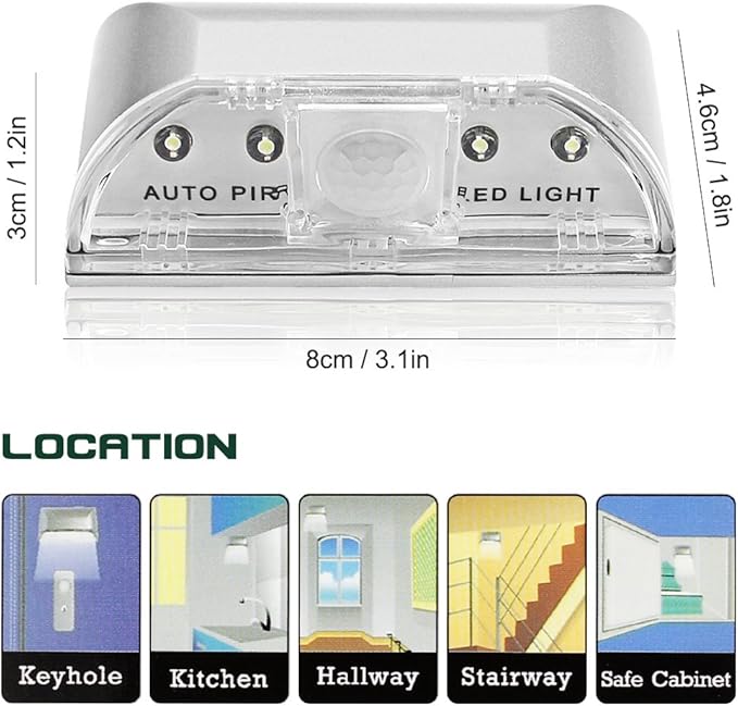 SENHAI 2 Pack Keyhole Light, Infrared IR Wireless Door Lock Lamp, Auto Sensor Motion Detector, 4 LED Bulbs