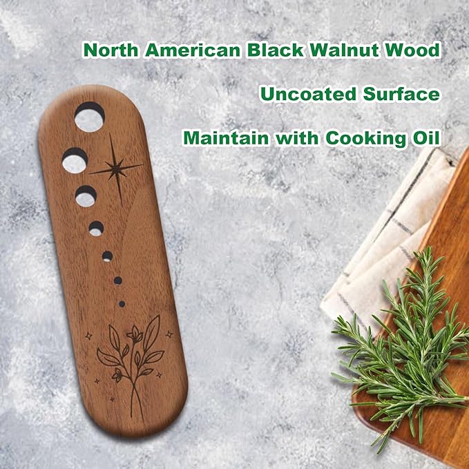 Black Walnut Herb Stripper Vegetable Leaf Herb Stripper Chopper Tool Handmade Wood Uncoated 7 Hole Sizes Durable & Elegant Kitchen Tool with Storage Case Ideal Gift for Cooks
