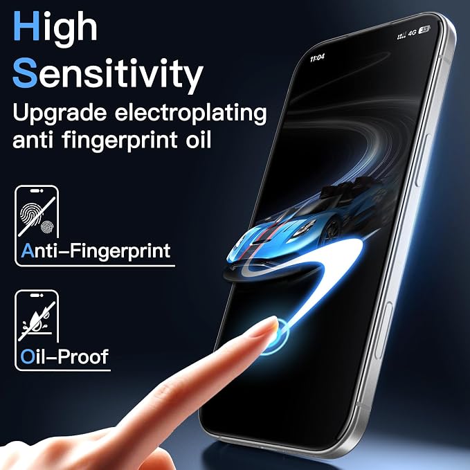 JETech Infinity AR Screen Protector for iPhone 17 Pro AR Anti-Reflective Coating 9H+ 3D Full Coverage Tempered Glass Military-Grade Shatterproof Smudge-Resistant Easy Install 1-Pack