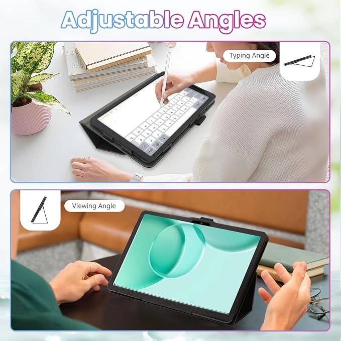 Case for DOOGEE Tab G6 Max 13.4-Inch TabletShockproof PU Leather Cover with Hand Strap Two-Fold StandCompatible with Tab G6 Max 13.4 Android Tablet (Black)