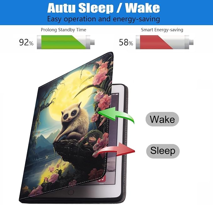 Case for iPad 6th/5th Generation (2018 2017 Model 9.7 Inch) iPad Air 2/Air 1 (9.7 Inch) Slim PU Leather Stand Folio Cover with Auto Wake Sleep African Woman Wolf