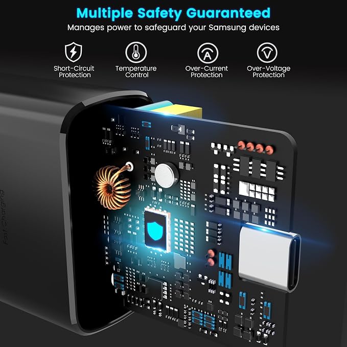 45W USB-C Charger2-Pack 45 Watt Super Fast Charger Type C Wall Charging Block with 2X 10FT Type C Cable for Cable for Samsung Galaxy S26 Ultra/S26/S25+/S25 Ultra/S24+/S23/S22Note 10/20 Tab S9...