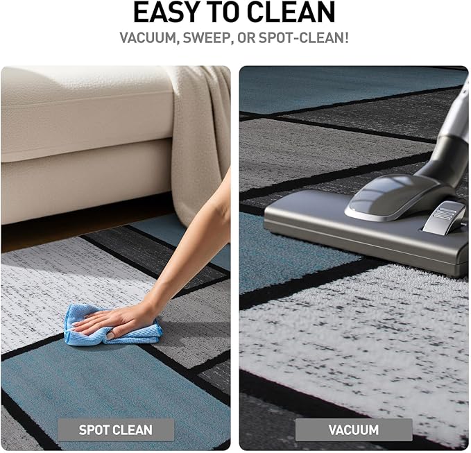 Rugshop Contemporary Modern Boxes for Home Office,Living Room,Bedroom,Kitchen Non Shedding Runner Rug 2'7" x 8' Blue